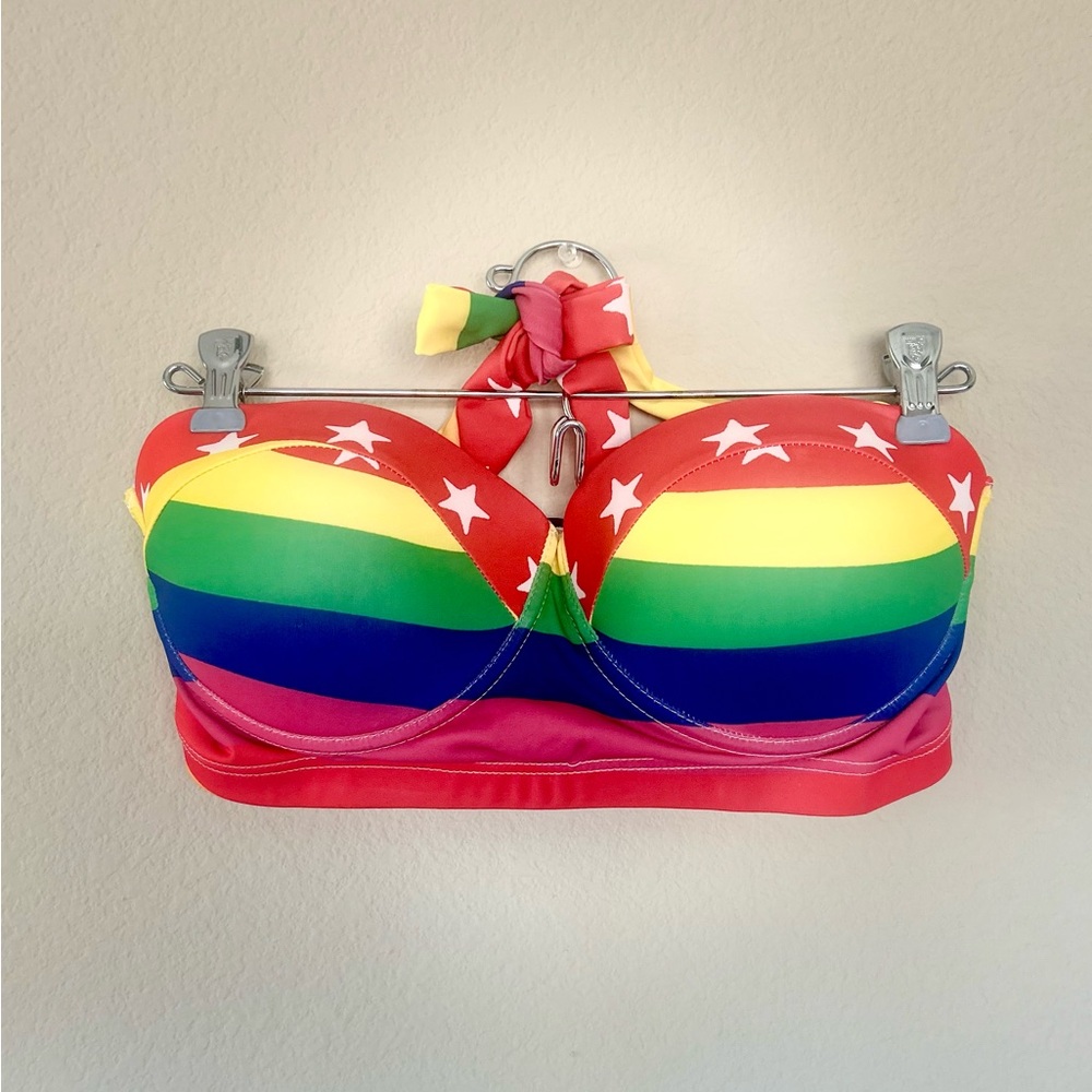 Nwot - Rainbow Striped Bikini Set - image 3